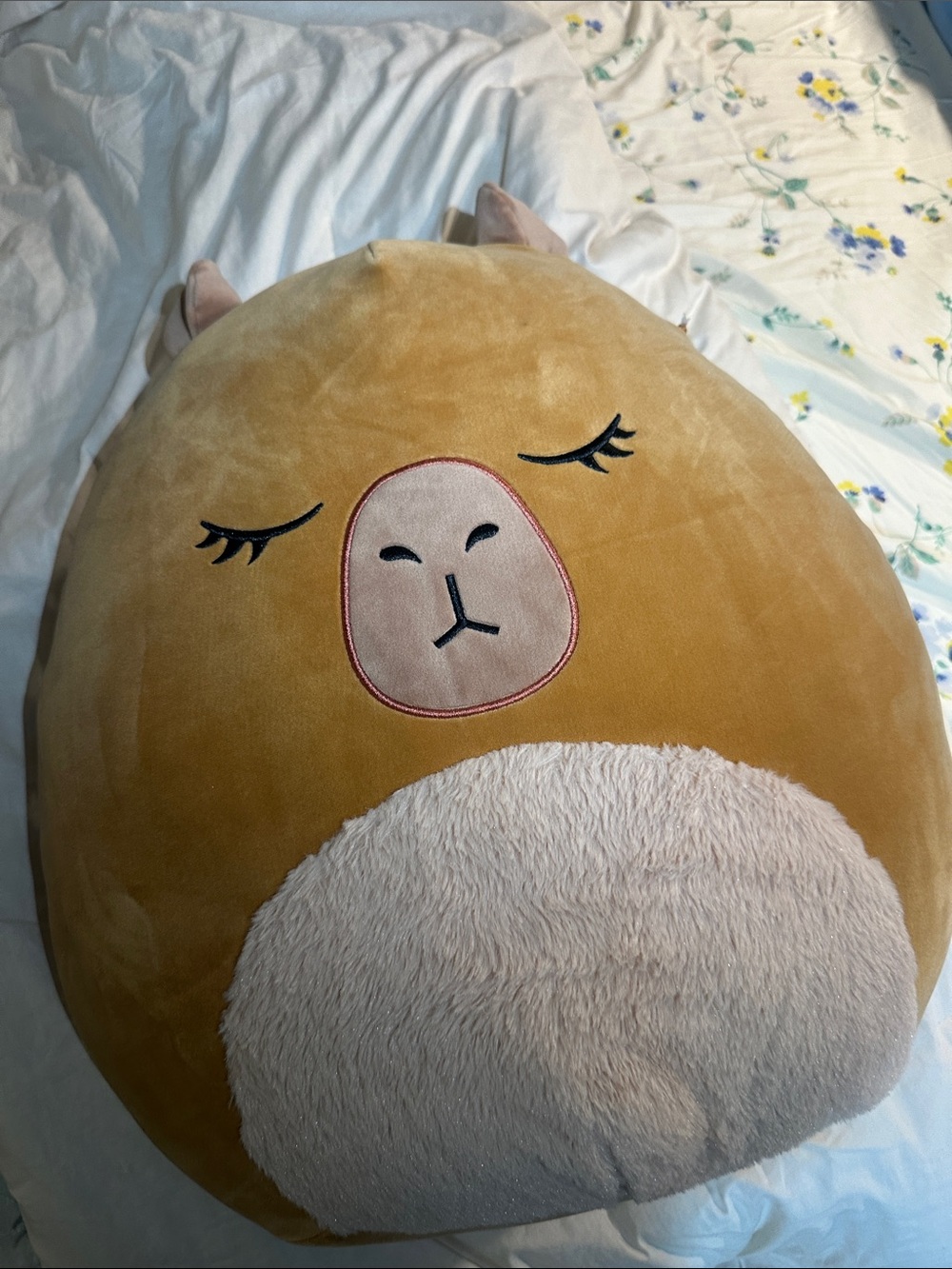 Squishmallows Yellow Llama Plush Pillow with Cream Belly